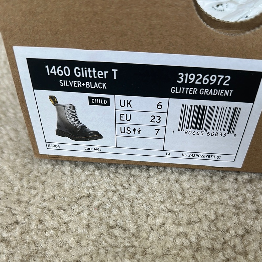 Dr. Martens Kids Shiny Gray Boots - Picture 3 of 3